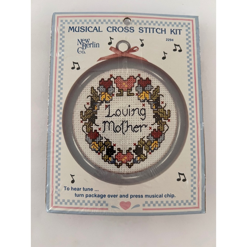 New Berlin Co Musical Cross Stitch Kit 2294 Loving Mother Vintage Floral Wreath